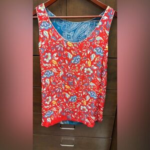Johnny Was Red and Blue Floral Sleeveless Tank Top
